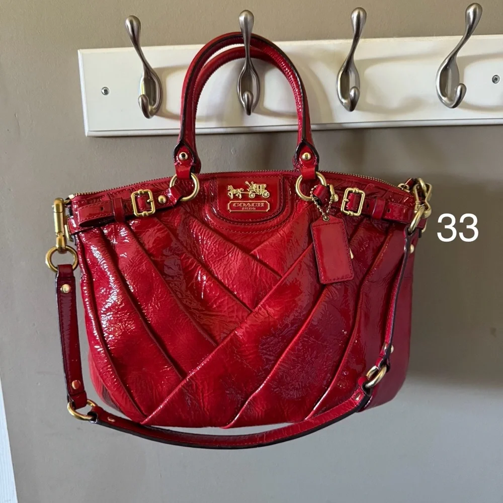 Coach Red Patent Leather Shoulder Bag - Picture 1 of 3